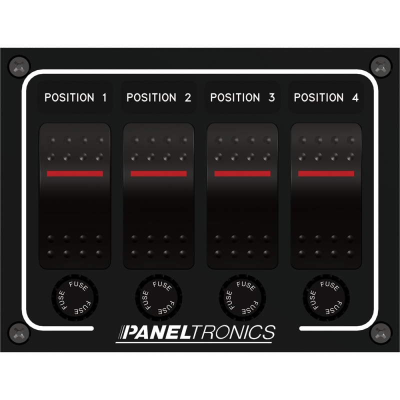 Paneltronics Waterproof Panel - Dc 4-Position Illuminated Rocker Switch & Fuse
