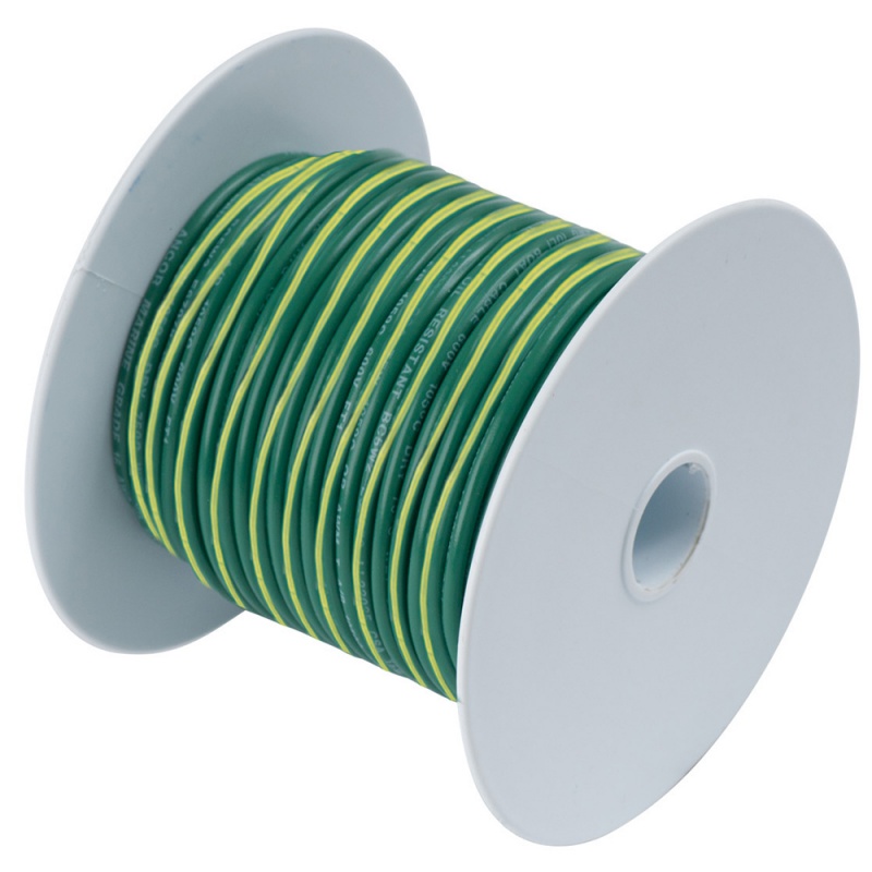 Ancor Green W/Yellow Stripe 10 Awg Tinned Copper Wire - 1,000'