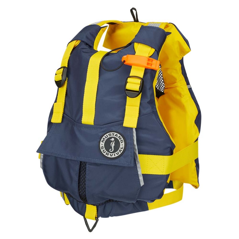 Mustang Youth Bobby Foam Vest - 55-88Lbs - Yellow/Navy