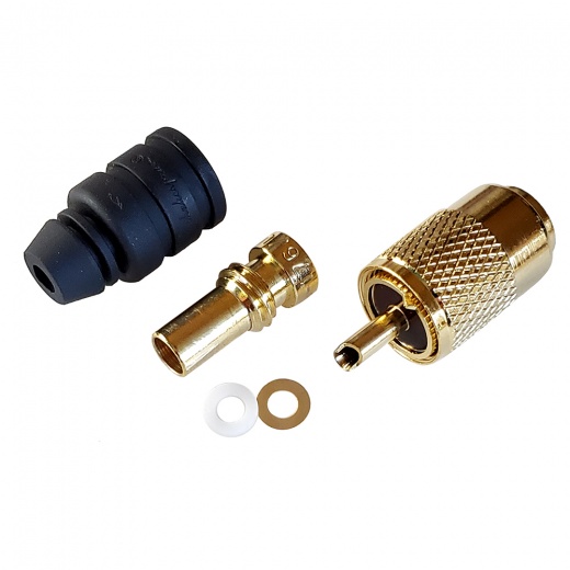 Shakespeare PL-259-58-G Gold Solder-Type Connector with UG175 Adapter and DooDad Cable Strain Relief for RG-58x
