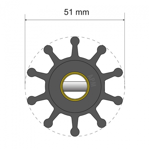 Albin Group Premium Impeller Kit - 51 X 12.7 X 22Mm - 10 Blade - Pin Insert