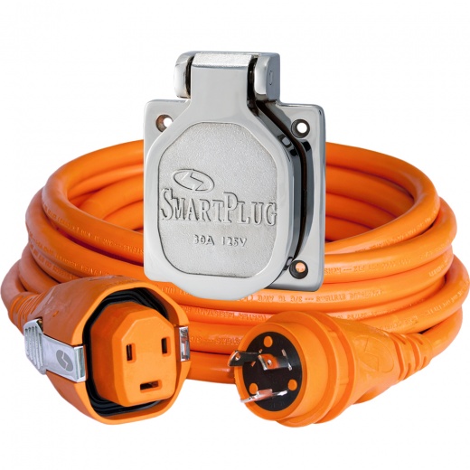 Smartplug 30 Amp Dual Configuration Cordset & Stainless Steel Inlet Combo - 50'