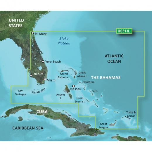 Garmin Bluechart G3 Vision HD - VUS513L - Jacksonville - Bahamas - MicroSD/SD
