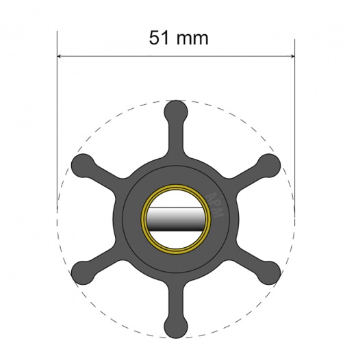 Albin Group Premium Impeller Kit - 51 X 22 X 12.7Mm - 6 Blade - Pin Insert