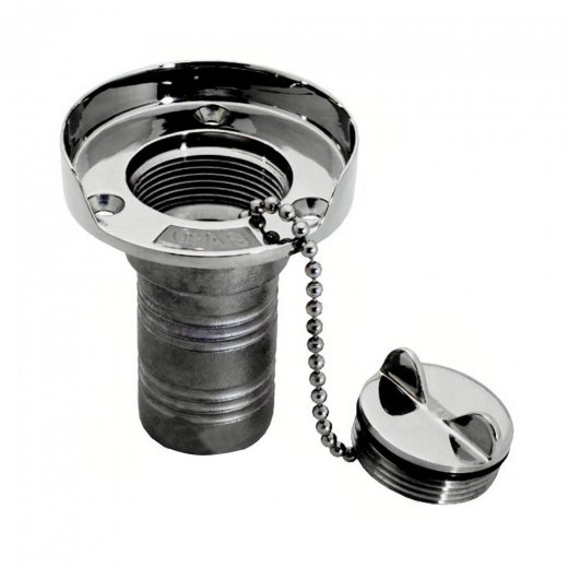 Whitecap Gas Hose Deck Fill W/Splash Guard - 1-1/2" Chain