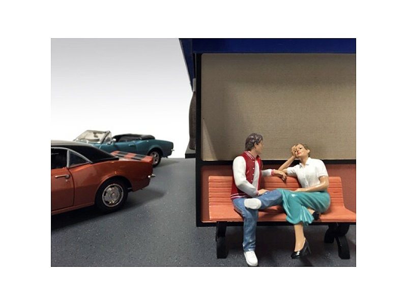Sitting Couple Adam And Kristan 2 Piece Figurine Set For 1/18 Scale Models By American Diorama
