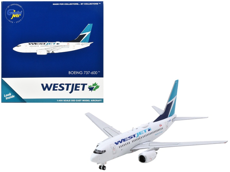 Boeing 737-600 Commercial Aircraft "Westjet Airlines" (C-GWsl) White With Blue Tail 1/400 Diecast Model Airplane By Geminijets