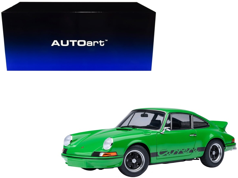 Porsche 911 Carrera 2.7 Rs Viper Green With Black Stripes And Wheels 1/18 Model Car By Autoart