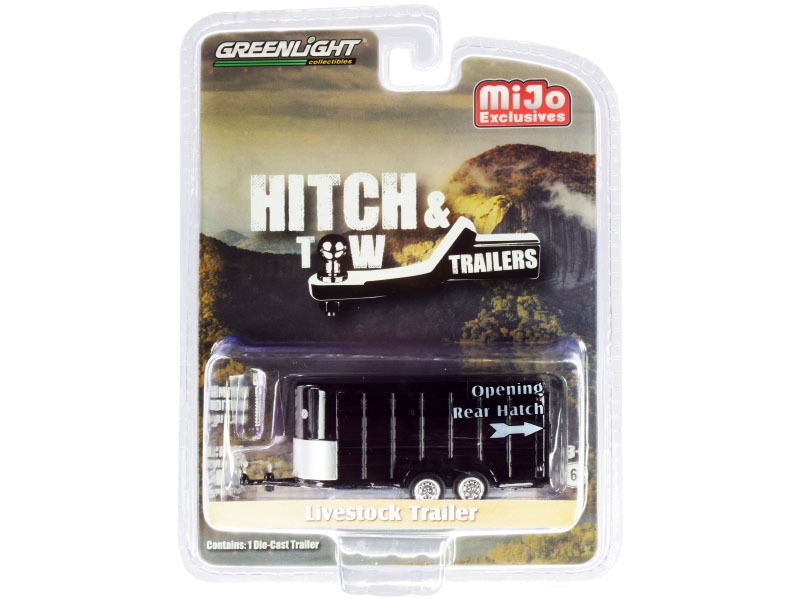 Livestock Trailer Black \"Hitch & Tow Trailers\" Series Limited Edition To 2300 Pieces Worldwide 1/64 Diecast Model By Greenlight