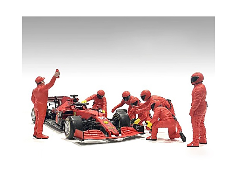 Formula One F1 Pit Crew 7 Figure Set, Team Red Release III