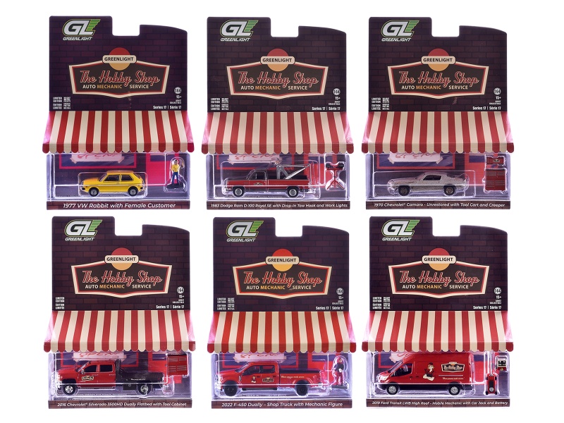"The Hobby Shop" Series 17 Set Of 6 Pieces 1/64 Diecast Model Cars By Greenlight