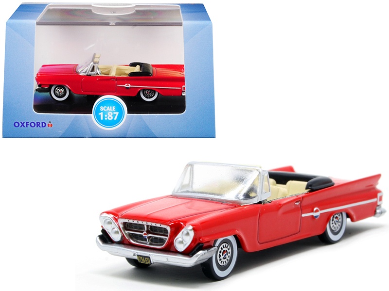 1961 Chrysler 300 Convertible Mardi Gras Red 1/87 (Ho) Scale Diecast Model Car By Oxford Diecast