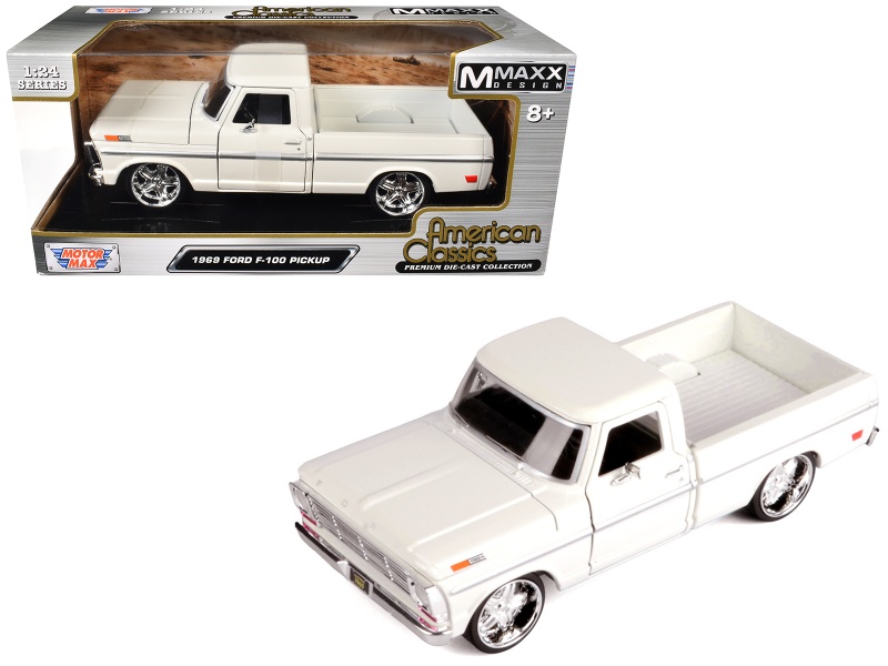 1969 Ford F-100 Pickup Truck Cream "Maxx Design" Series 1/24 Diecast Model Car By Motormax