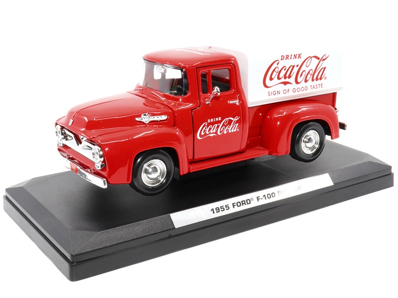 1955 Ford F-100 Pickup Truck Red With White Canopy "Drink Coca-Cola" 1/24 Diecast Model Car By Motor City Classics