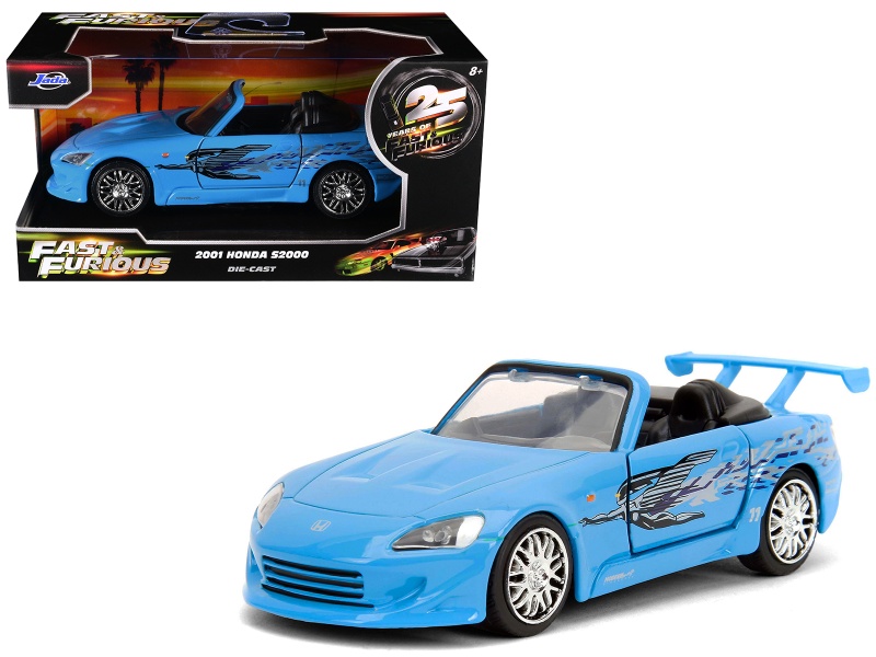 2001 Honda S2000 Convertible Blue with Graphics, Fast & Furious Remix 25th Anniversary Series, 1/32 Diecast Model