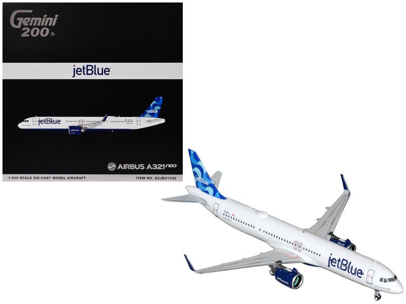 Airbus A321neo Commercial Aircraft "Jetblue Airways" (N2180j) White With Blue Tail "Gemini 200" Series 1/200 Diecast Model By Geminijets