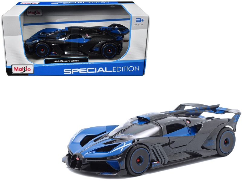 Bugatti Bolide Blue And Black Metallic 'Special Edition' 1/24 Diecast Model Car By Maisto