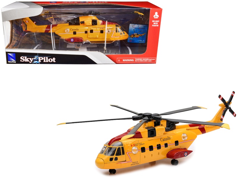 Agustawestland Aw101 (Eh101) Helicopter Yellow Diecast Model - 1/72 Scale