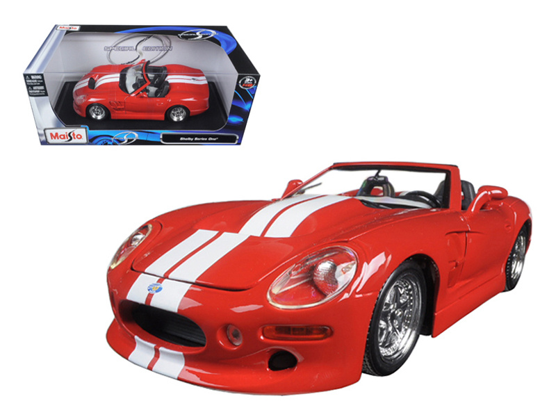 Shelby Series 1 Red With White Stripes 1/18 Diecast Model Car By Maisto