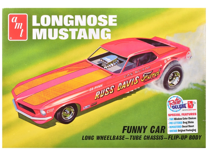 Skill 2 Model Kit 1969 Ford Mustang Longnose Funny Car "Gas Ronda" 1/25 Scale Model By Amt