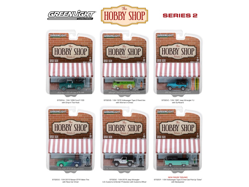 The Hobby Shop Series 2, 6Pc Set 1/64 Diecast Model Cars By Greenlight