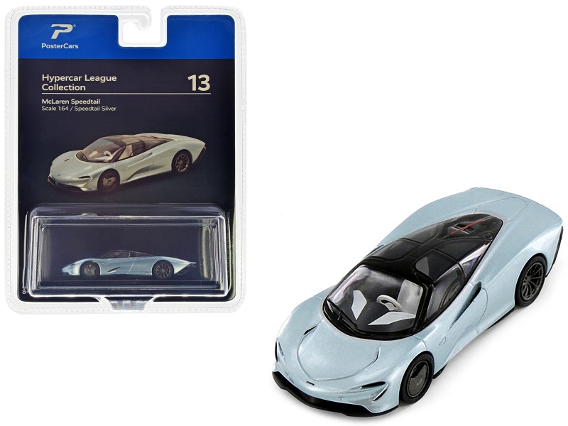 McLaren Speedtail Silver Metallic With Black Top 'Hypercar League Collection' 1/64 Diecast Model Car