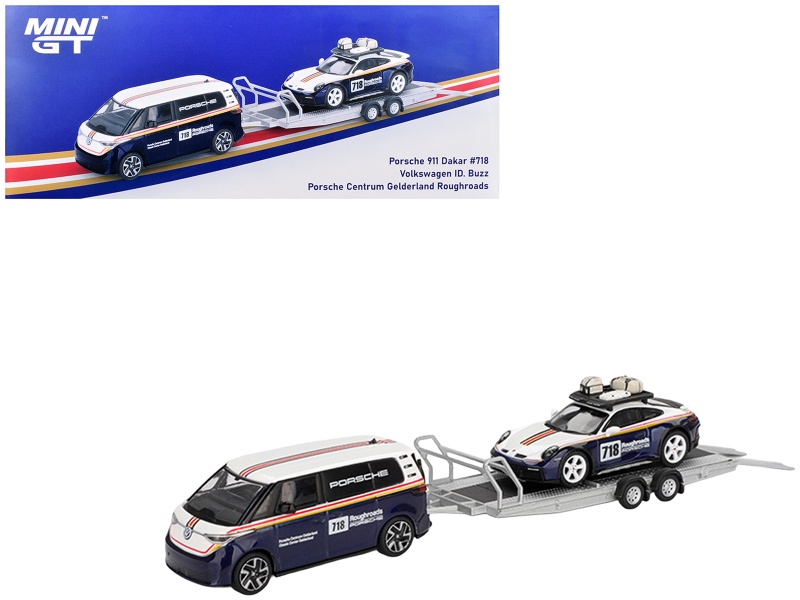 Mini GT Porsche 911 Dakar #718 & Volkswagen ID. Buzz 3-Piece Set