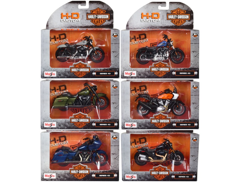 Harley-Davidson Motorcycles 6 Piece Set Series 43 1/18 Diecast Models by Maisto