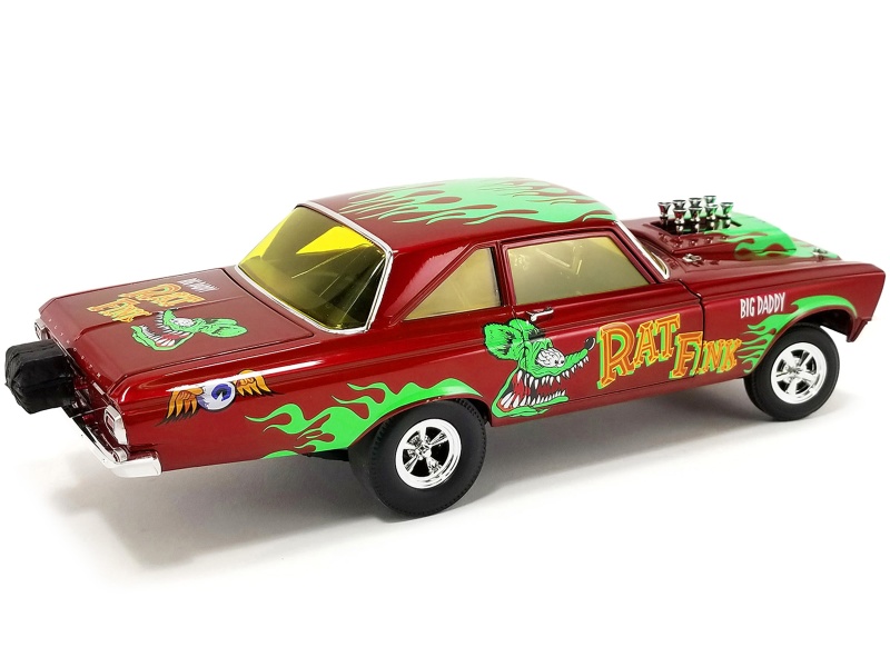 1965 Plymouth Awb (Altered Wheel Base) "Big Daddy Rat Fink" Red Metallic With Graphics Limited Edition To 900 Pieces Worldwide 1/18 Diecast Model Car By Acme