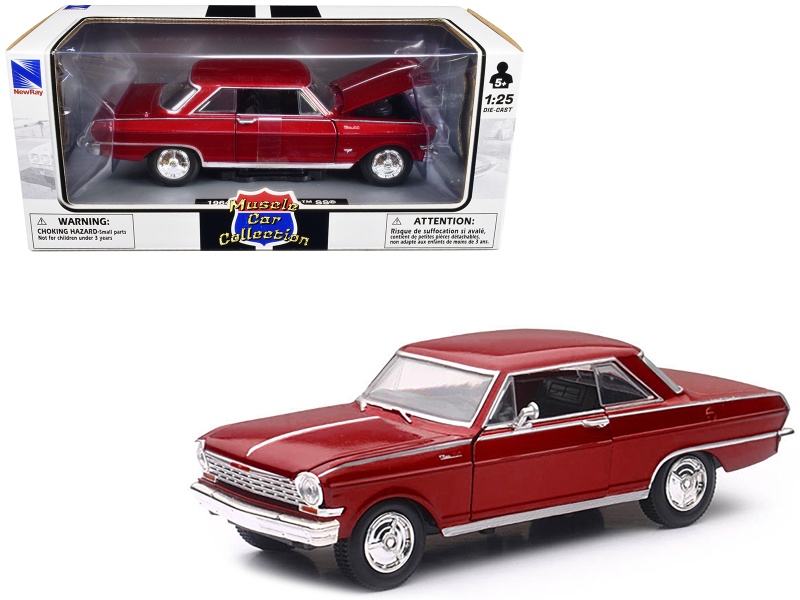 1964 Chevrolet Nova Ss Burgundy "Muscle Car Collection" 1/25 Diecast Model Car By New Ray
