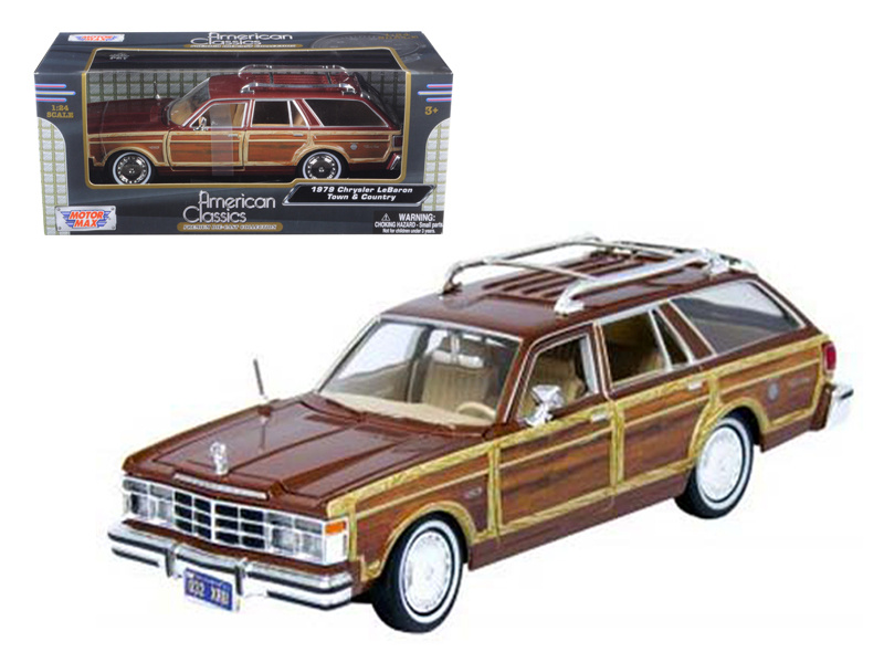 1979 Chrysler Lebaron Town And Country Burgundy 1/24 Diecast Model Car By Motormax