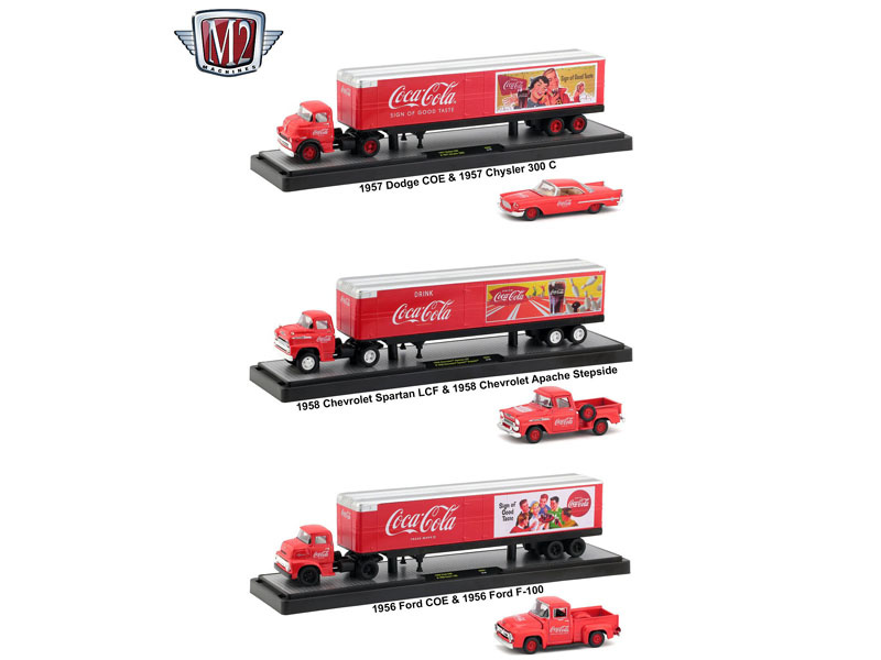 Auto Haulers "Coca-Cola" 3 Trucks Set 1/64 Diecast Models By M2 Machines