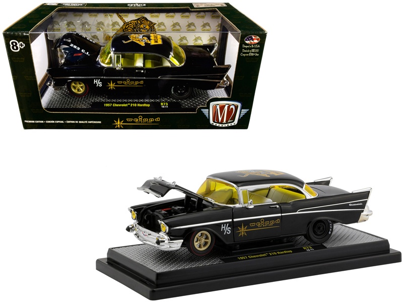 1957 Chevrolet 210 Hardtop "Weiand" Black Limited Edition To 5880 Pieces Worldwide 1/24 Diecast Model Car By M2 Machines