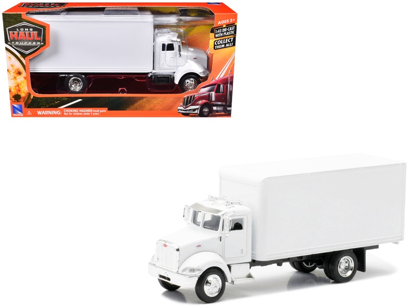 Peterbilt Utility 335 Box Truck White 1/43 Diecast Model By New Ray
