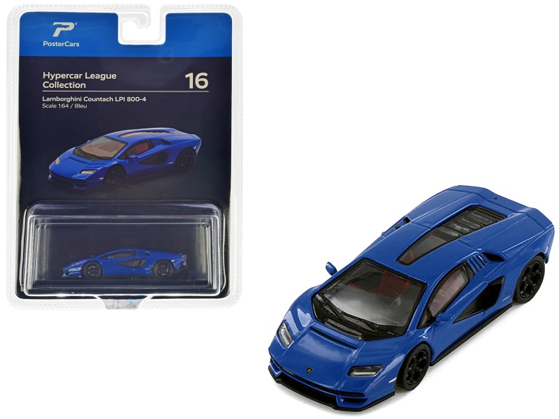 Lamborghini Countach LPI 800-4 Blue Hypercar League Collection 1/64 Diecast Model Car
