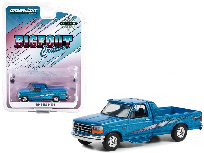 1994 Ford F-150 Pickup Truck "Bigfoot Cruiser" Blue Metallic With Graphics "Hobby Exclusive" Series 1/64 Diecast Model Car By Greenlight