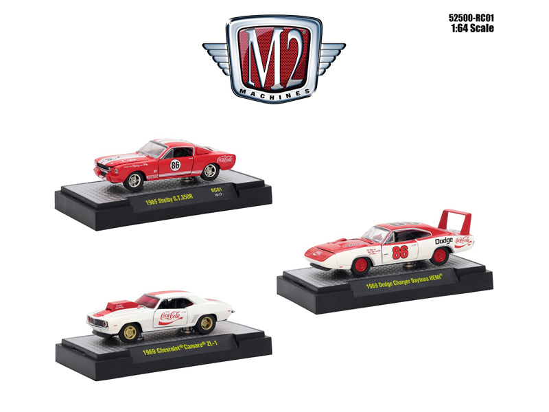"Coca-Cola" Set Of 3 Pieces Limited Edition To 4800 Pieces Worldwide "Hobby Exclusive" 1/64 Diecast Model Cars By M2 Machines
