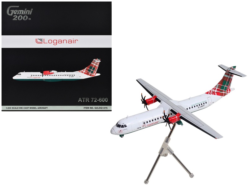Atr 72-600 Commercial Aircraft "Loganair - Isle Of Man's Airline" (G-Lmtf) White With Green And Red Plaid Tail "Gemini 200" Series 1/200 Diecast Model Airplane By Geminijets
