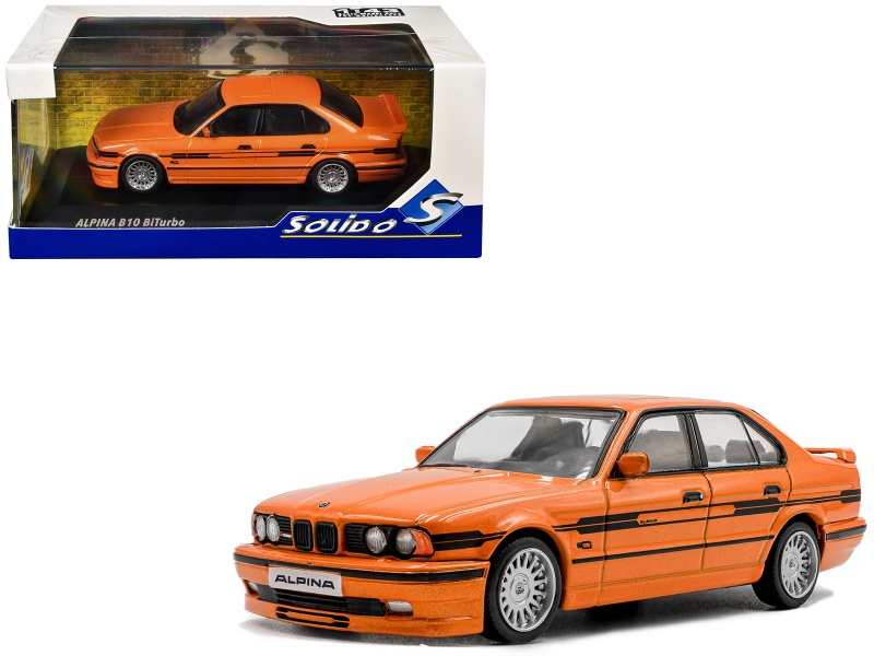 1994 Bmw E34 Alpina B10 Biturbo Orange Metallic With Black Stripes 1/43 Diecast Model Car By Solido
