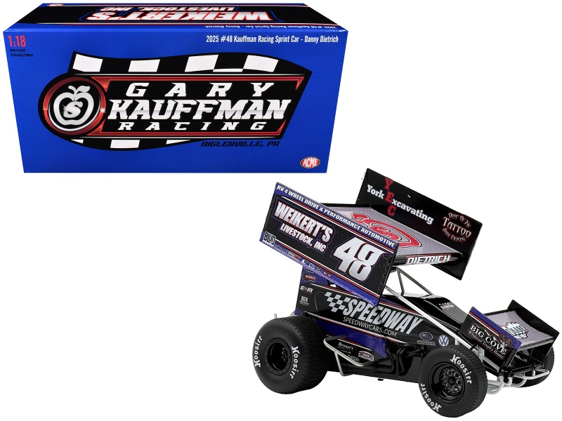 Winged Sprint Car #48 Danny Dietrich "Weikert's Livestock - Speedway Cars" Gary Kauffman Racing (2025) 1/18 Diecast Model Car By Acme