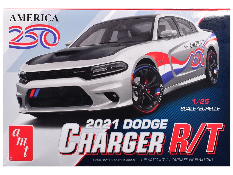 Skill 2 Model Kit 2021 Dodge Charger R/T "America 250" 1/25 Scale Model By Amt