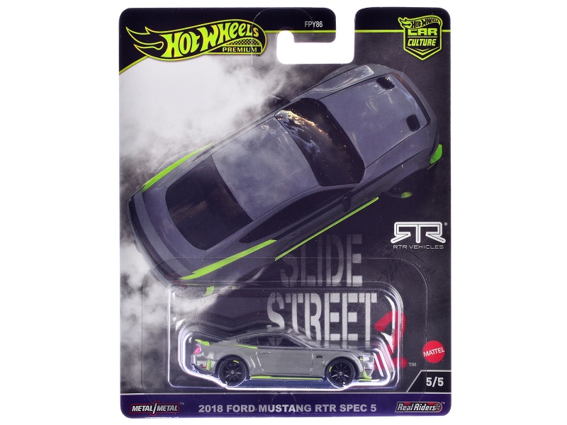 2018 Ford Mustang Rtr Spec 5 Gray "Slide Street 2" Series Diecast Model Car By Hot Wheels