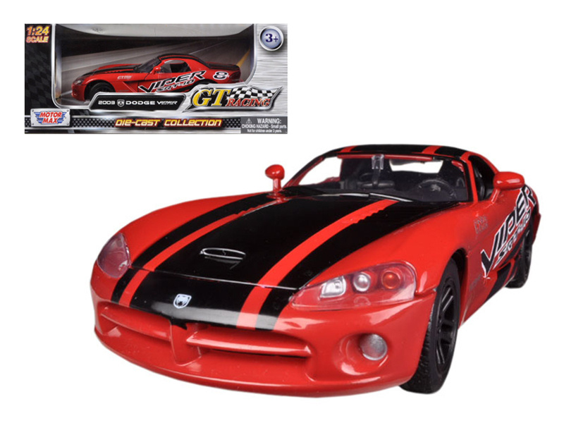 2003 Dodge Viper Srt-10 #8 Red With Black Stripes "Gt Racing" Series 1/24 Diecast Model Car By Motormax