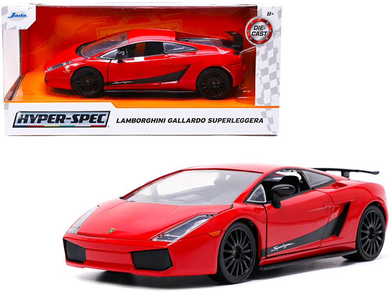 Lamborghini Gallardo Superleggera Red With Black Stripes "Hyper-Spec" Series 1/24 Diecast Model Car By Jada