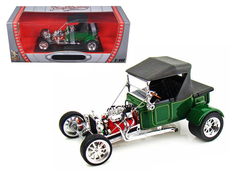 1923 Ford T-Bucket Soft Top Green With Black Top 1/18 Diecast Model Car By Road Signature