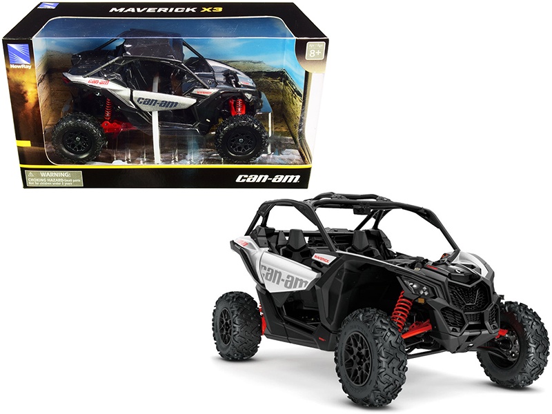 Can-Am Maverick X3 Atv Hyper Silver And Red 1/18 Diecast Model By New Ray