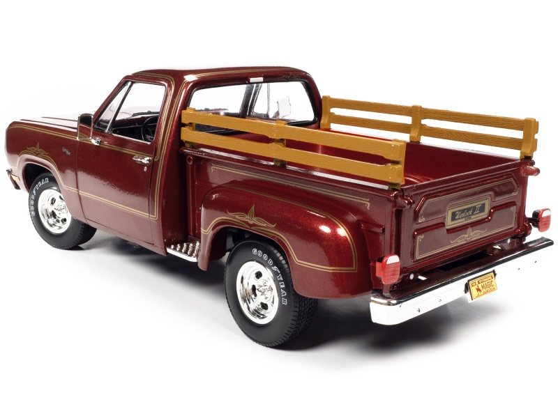 1979 Dodge Warlock Ii D100 Utiline Pickup Truck Canyon Red Metallic With Graphics 1/18 Diecast Model Car By Auto World
