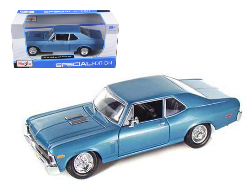 1970 Chevrolet Nova Ss Coupe Blue 1/24 Diecast Model Car By Maisto