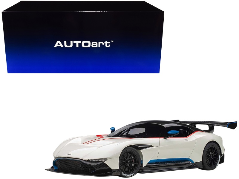 Aston Martin Vulcan Stratus White With Red And Blue Stripes 1/18 Model Car By Autoart