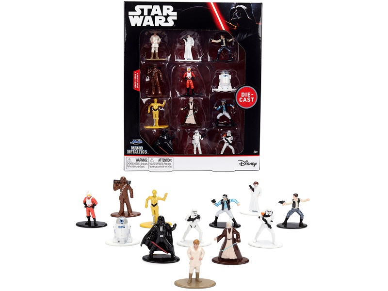 Set Of 12 Diecast Figures "Star Wars" Movie Franchise "Nano Metalfigs" Series Diecast Models By Jada